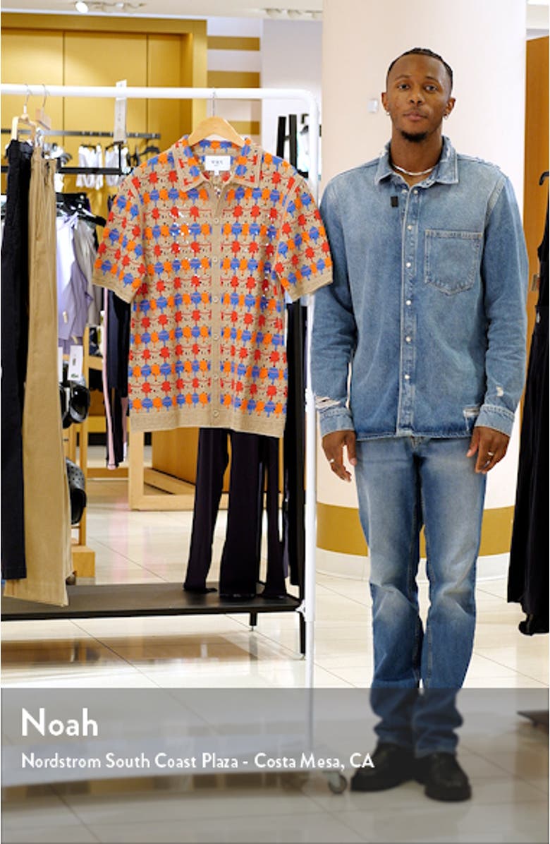 Porto Crochet Short Sleeve Button-Up Shirt, sales video thumbnail