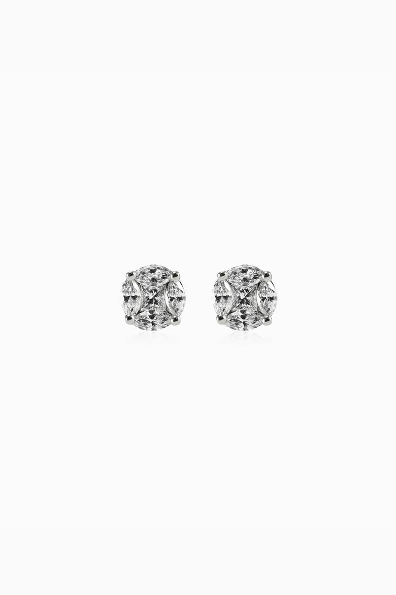 14K Gold Illusion Small Diamond Studs, Alternate, color, White Gold - Diamonds