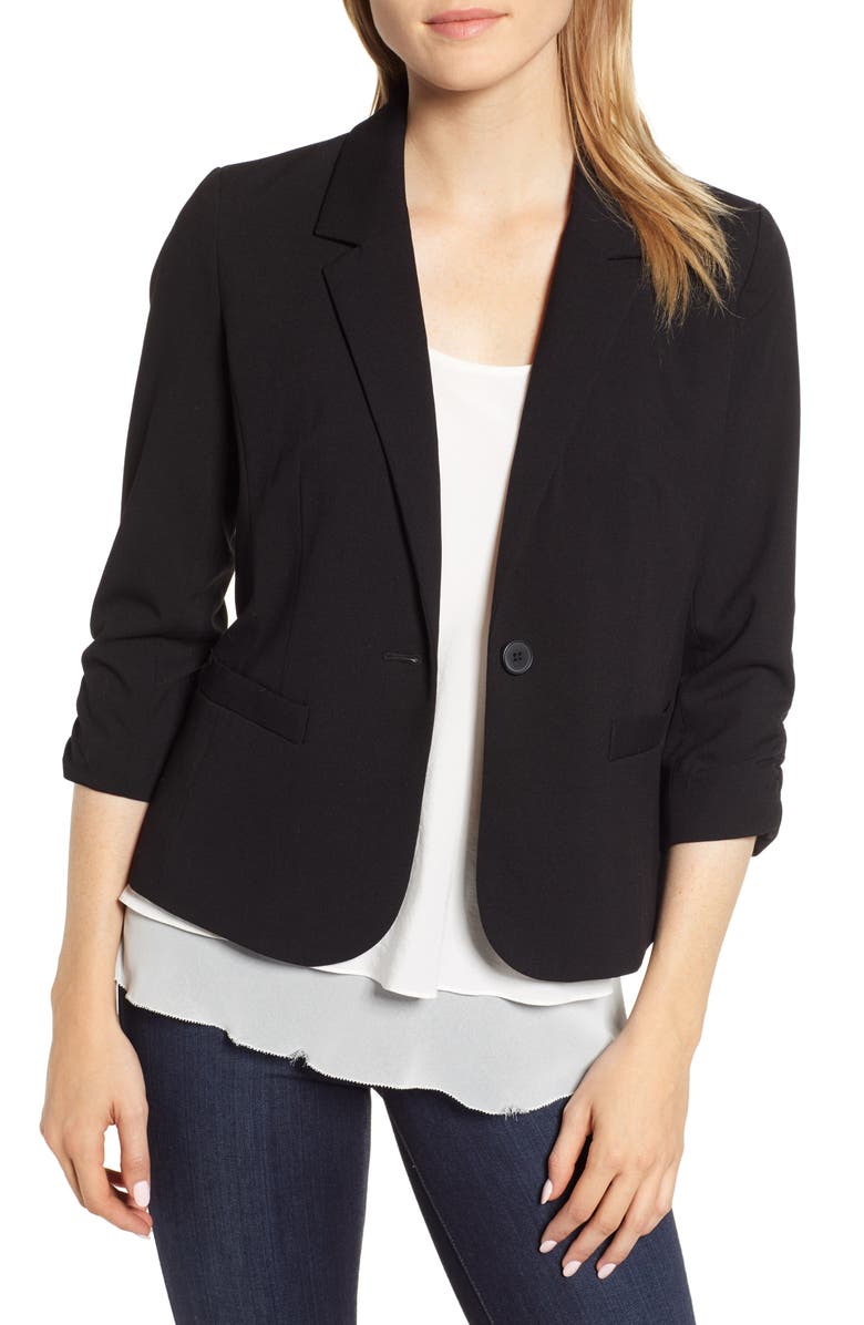 Vince Camuto Ruched Sleeve Blazer, Main, color,