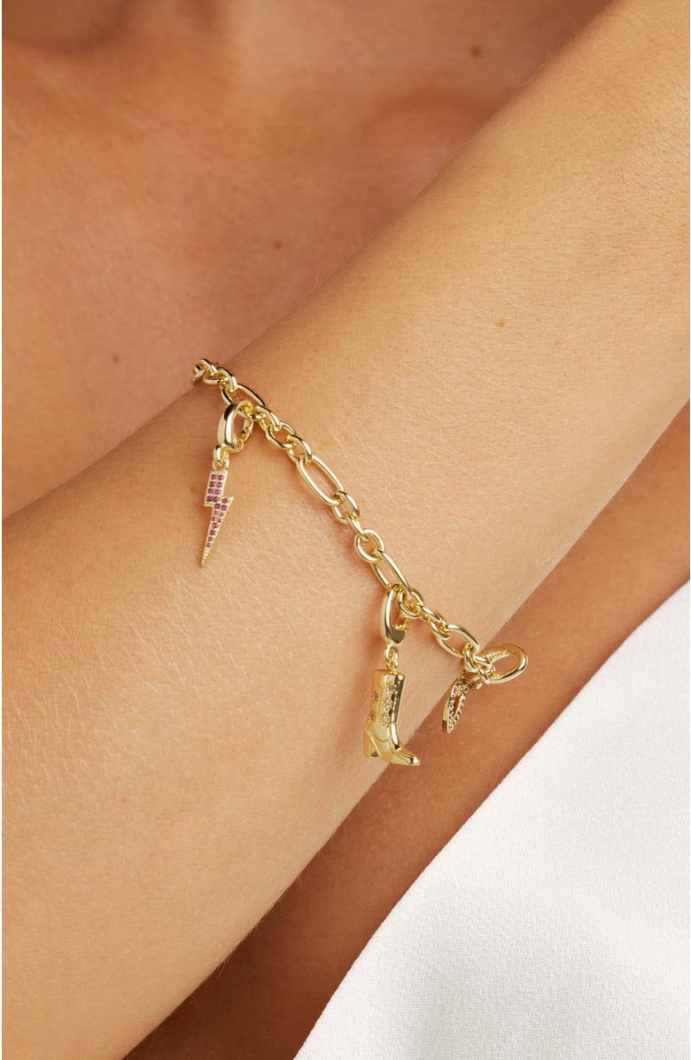 Untamed Petals Lightning Bolt Charm, Alternate, color, Gold