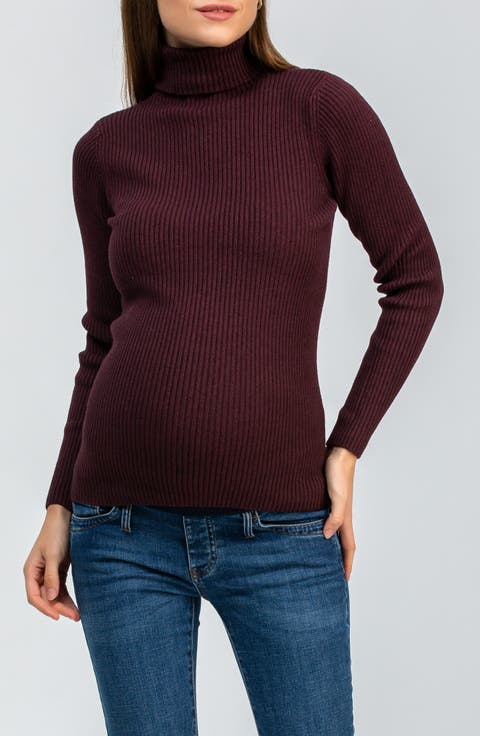 Aurora Rib Turtleneck Maternity Sweater