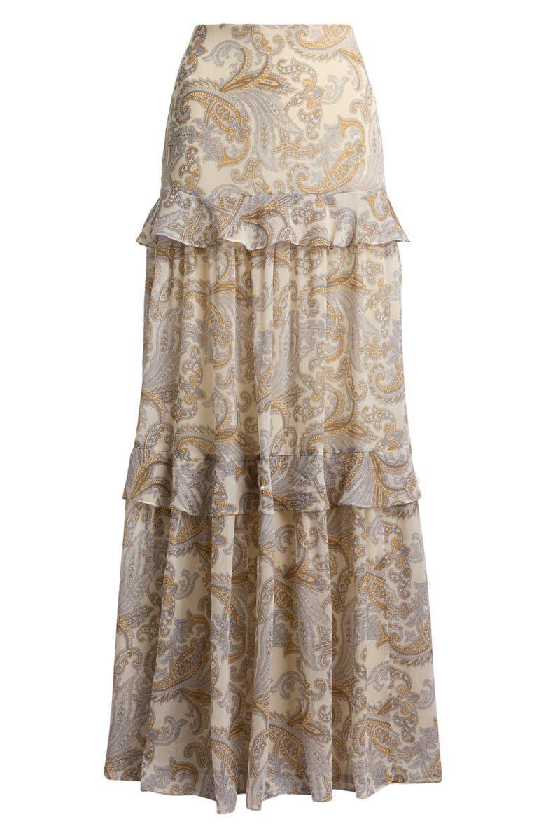 Lauren Ralph Lauren Paisley Ruffle Tiered Maxi Skirt, Alternate, color, Cream/ Multi
