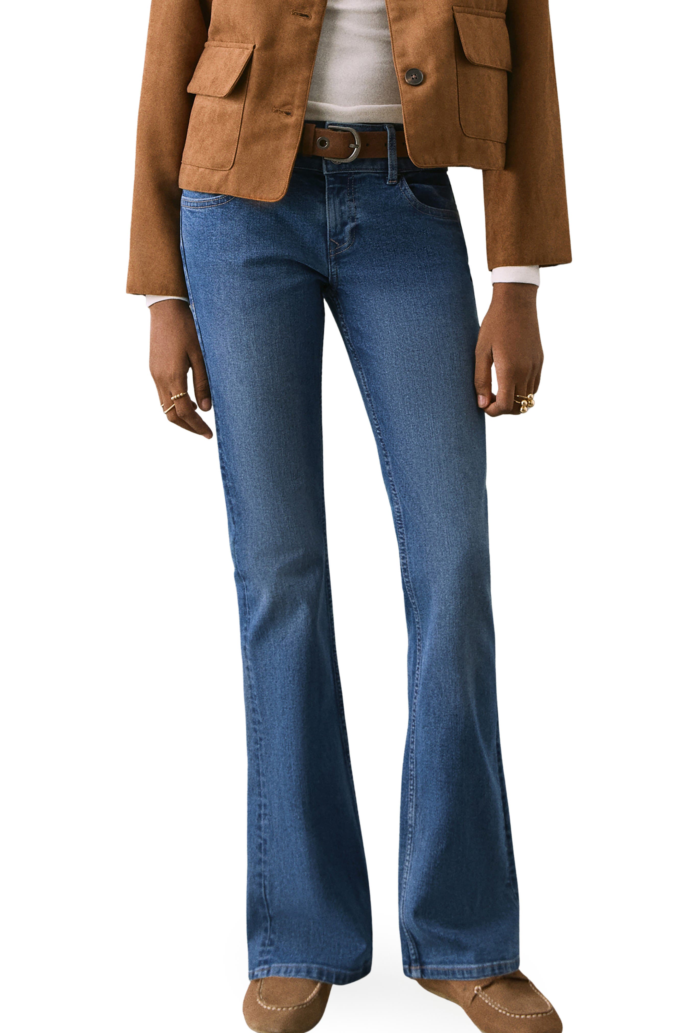 Mango Teen Low Rise Flare Jeans In Blue