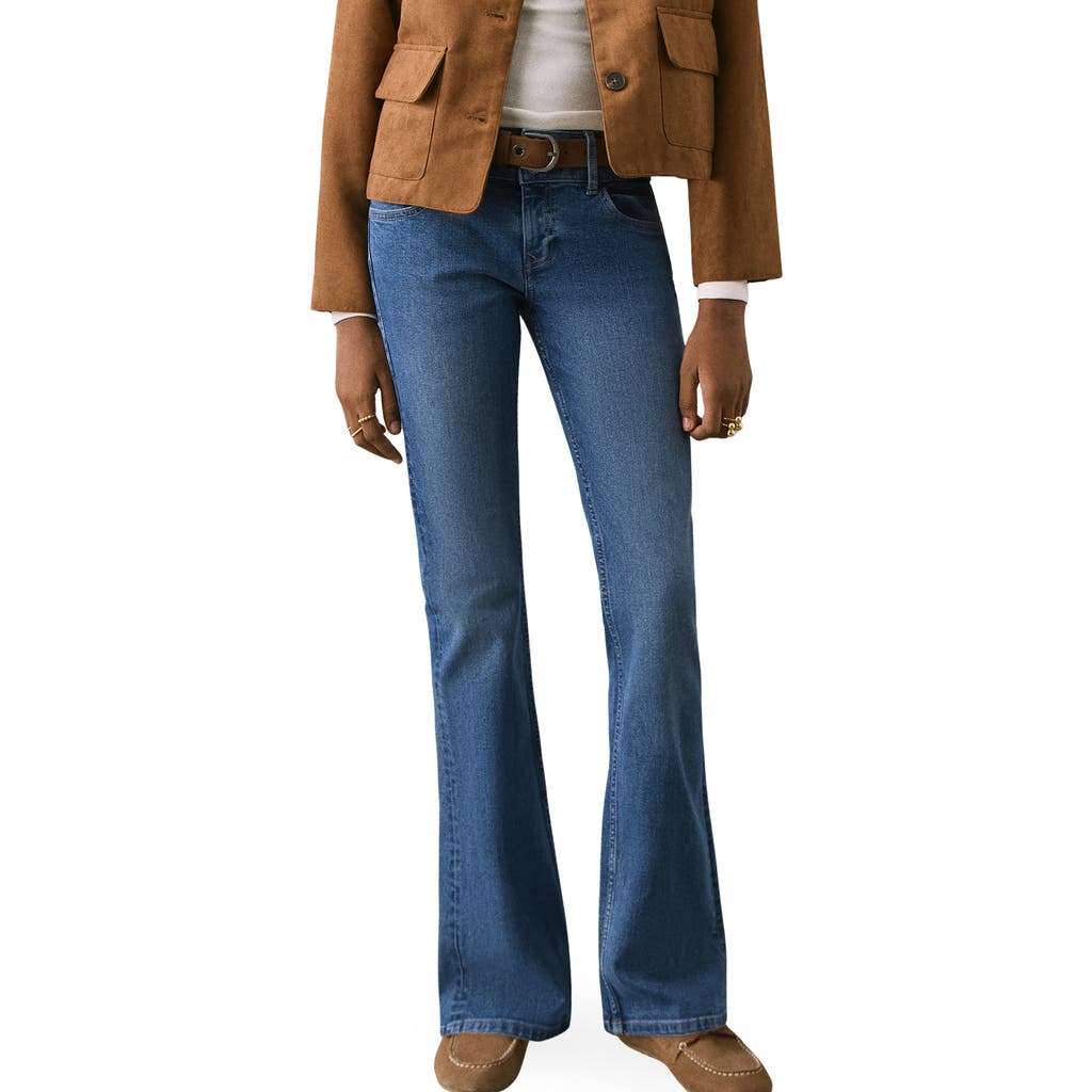 Mango Teen Low Rise Flare Jeans In Blue