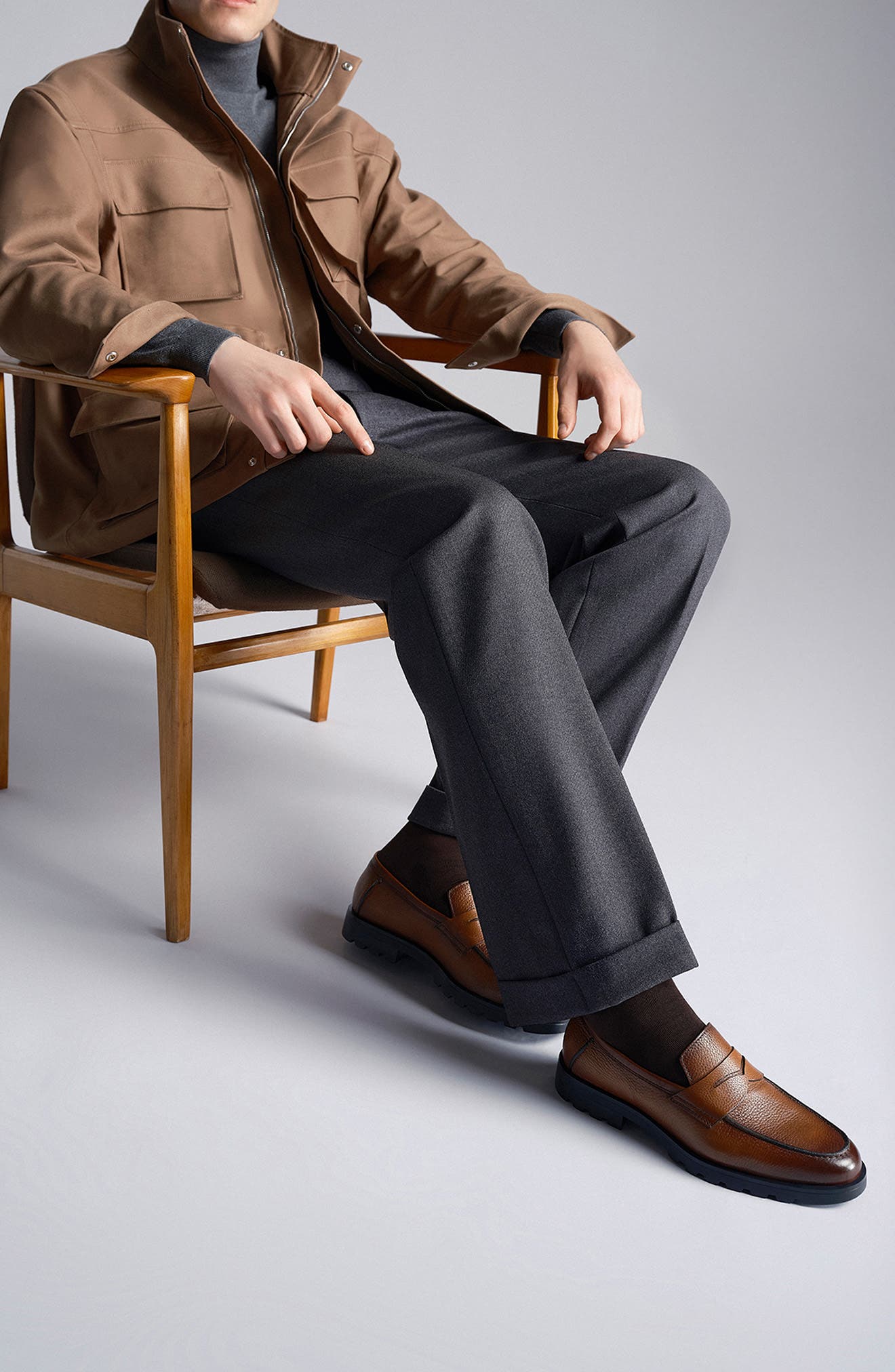 Rock Penny Loafer, Alternate, color, DARK BROWN