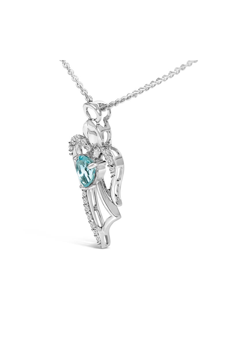 Haus of Brilliance .925 Sterling Silver Created Blue Topaz Angel Pendant Necklace, Alternate, color, White