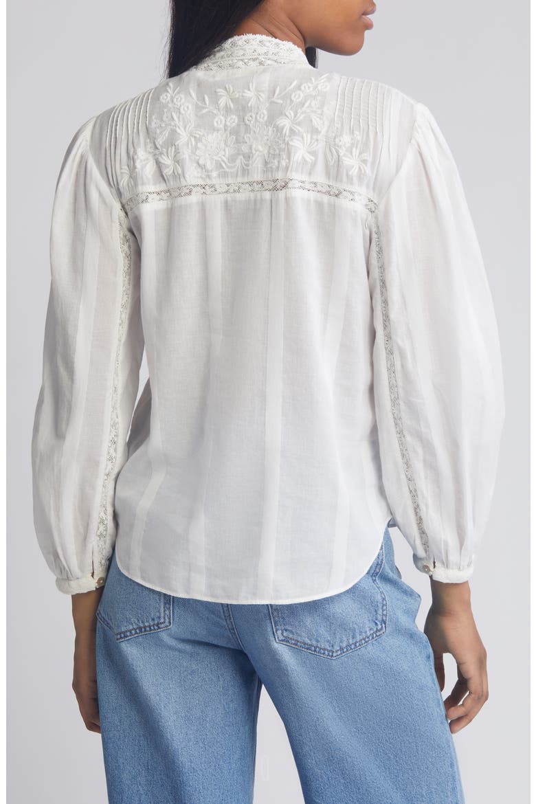 Ronda Lace Inset Cotton Blouse, Alternate, color, ANTIQUE WHITE