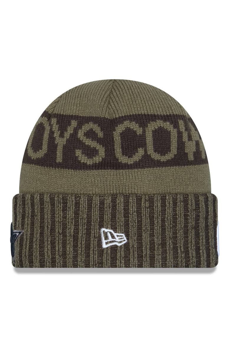 New Era Men's New Era Dark Green Dallas Cowboys 2025 Salute to Service Cuffed Knit Hat, Alternate, color, Dark Green