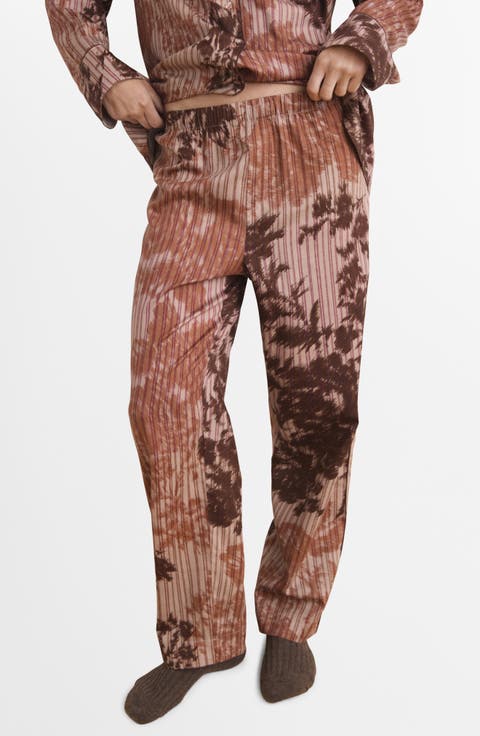 Blurred Print Cotton Pajama Pants