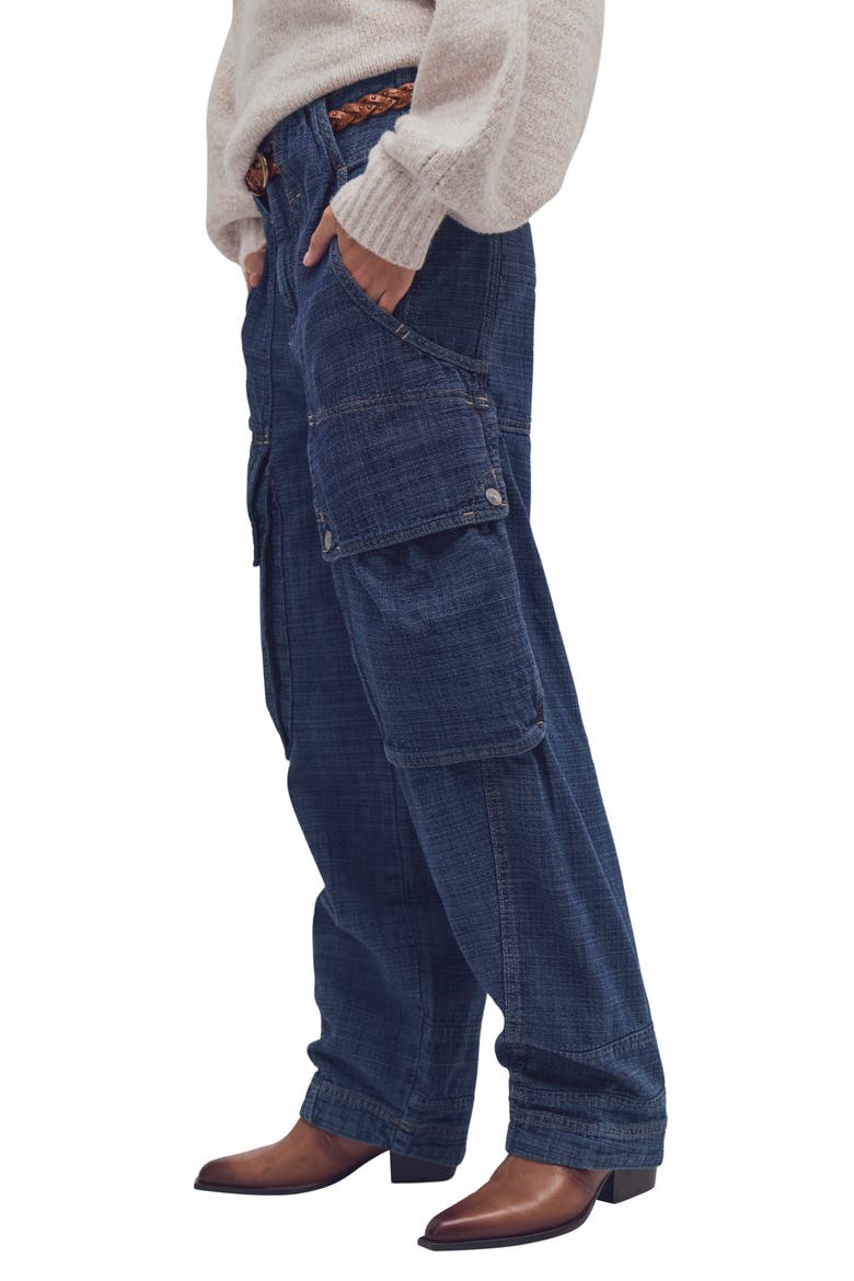 Brentwood Mid Rise Cargo Jeans, Alternate, color, ATLANTIC