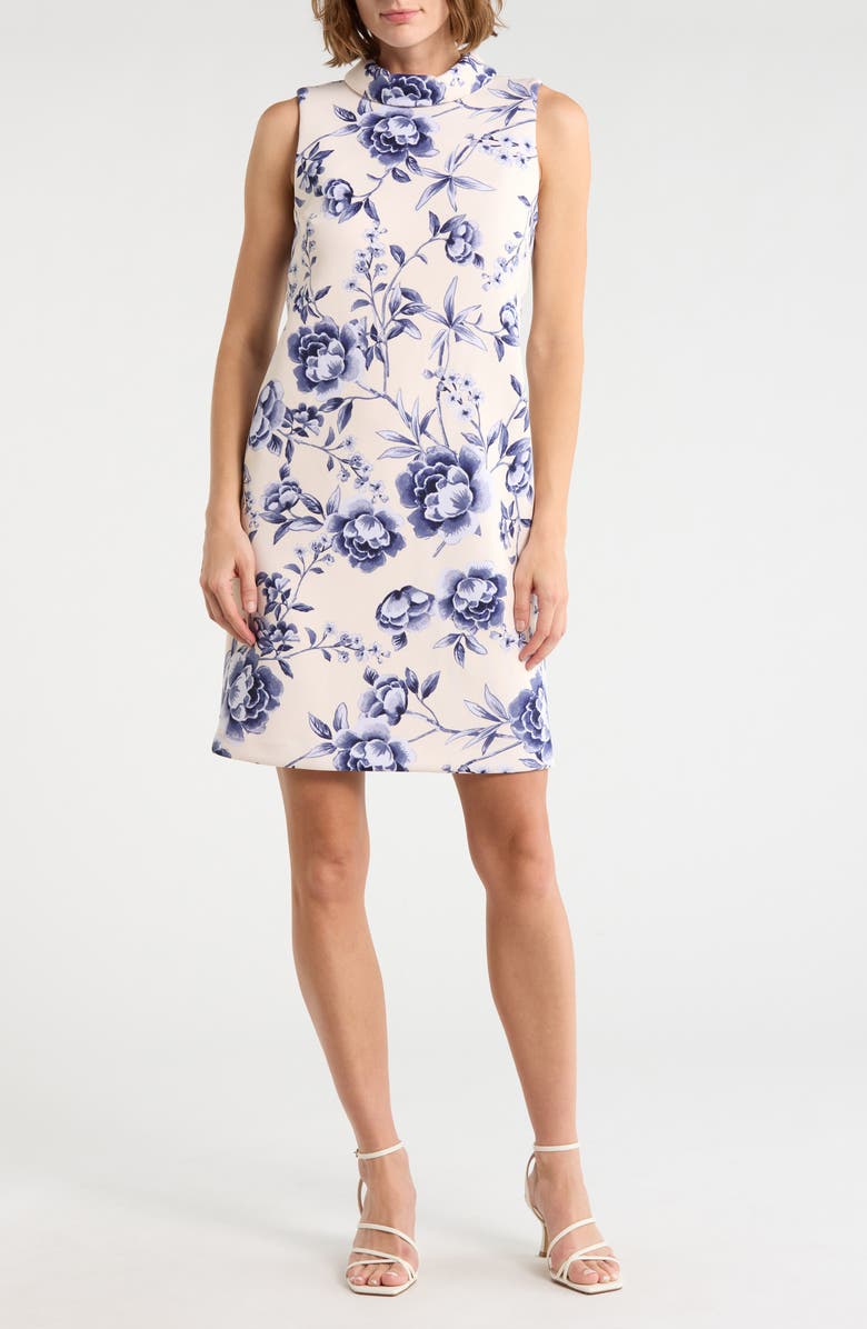 Calvin Klein Floral Print Shift Dress, Main, color, Cream Multi