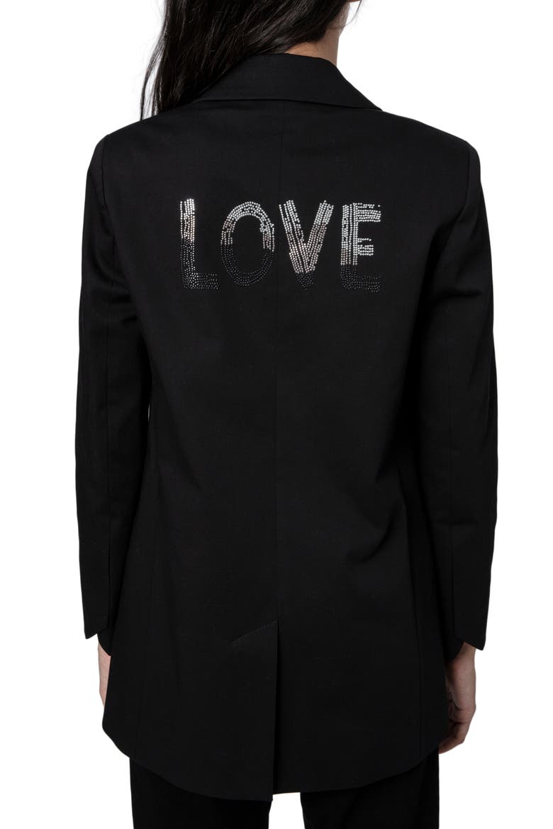 Viva Love Stretch Cotton Blazer, Alternate, color, NOIR