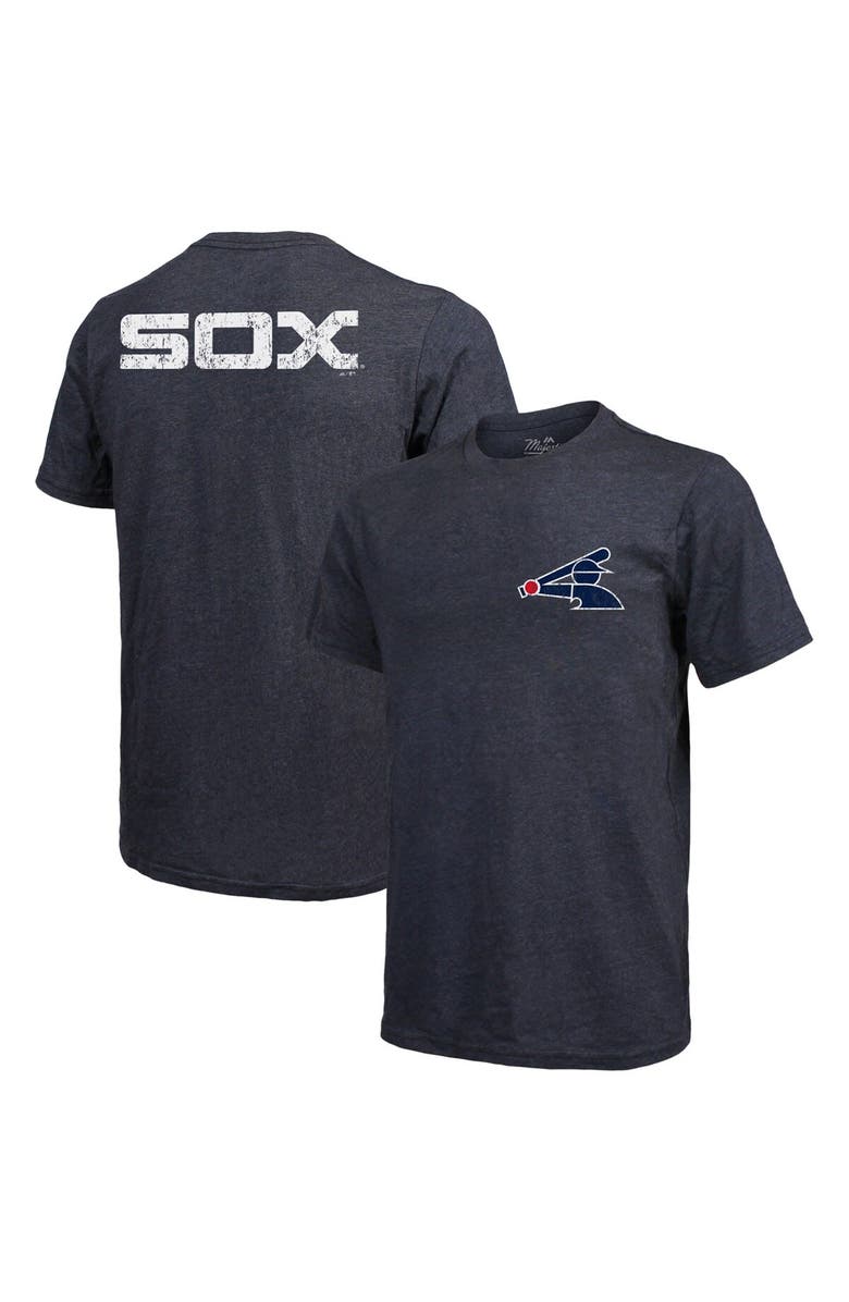 Majestic Threads Men's Majestic Threads Navy Chicago White Sox Throwback Logo Tri-Blend T-Shirt, Main, color, 