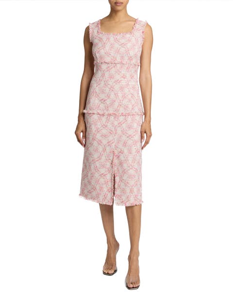 FAYE Sleevess Midi Sheath Dress in Cotton Jaquard