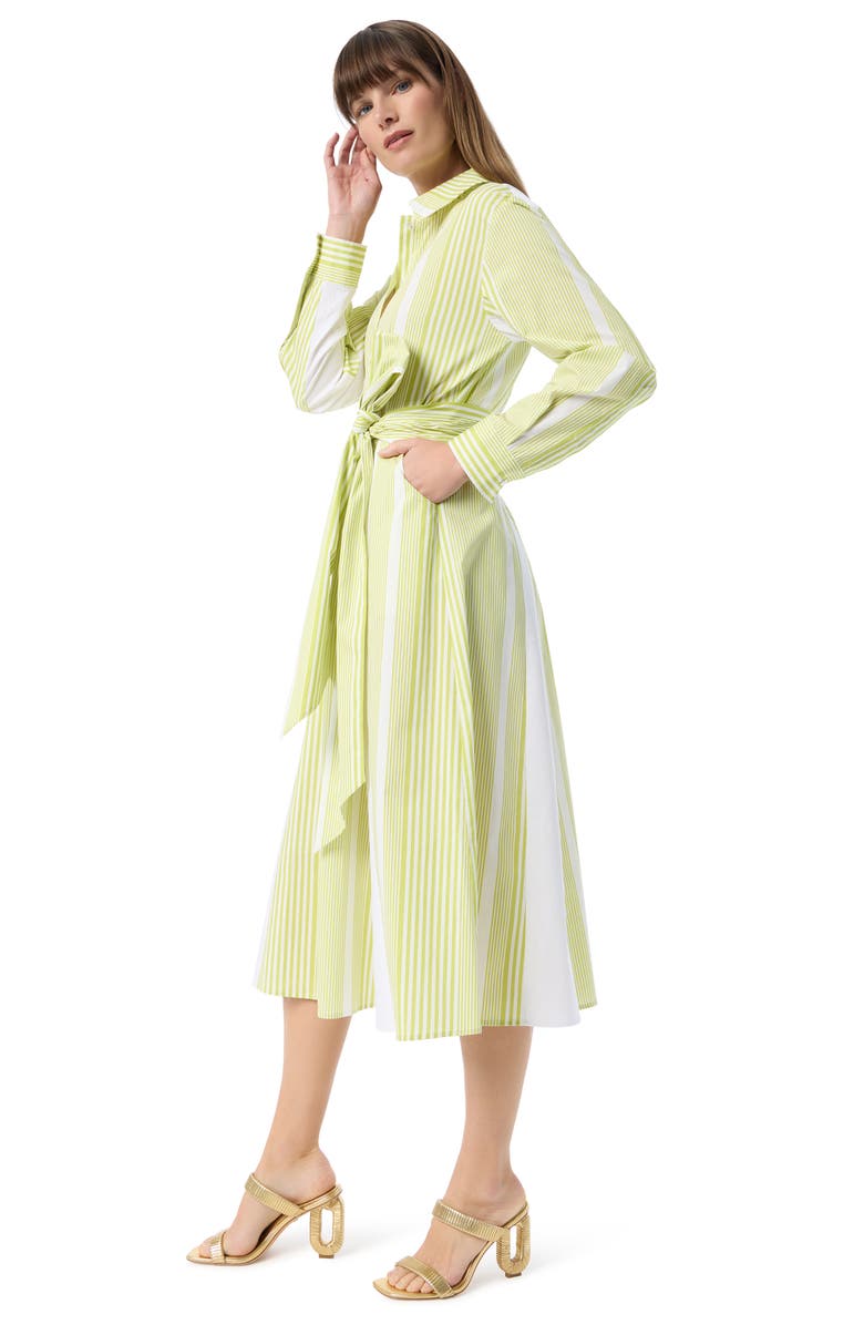 DO by Dee Ocleppo Ava Long Sleeve Stretch Cotton Shirtdress, Alternate, color, Apple Green- Shirting Stripe