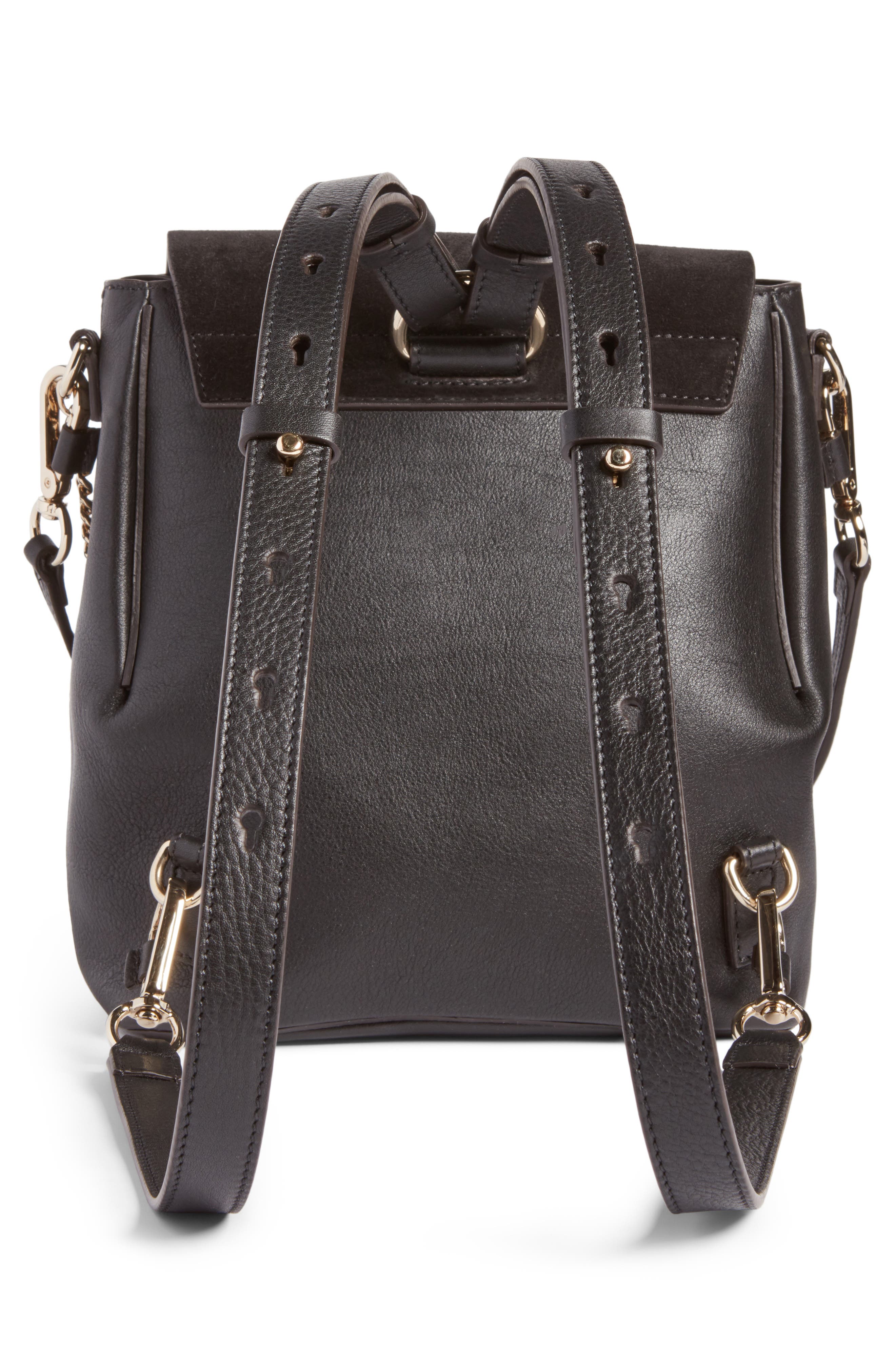Small Faye Suede & Leather Backpack, Alternate, color, BLACK