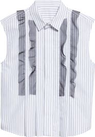 Sacai Stripe Poplin & Chiffon Button-Up Shirt