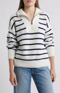 Faherty Mariner Stripe Quarter Zip Sweater