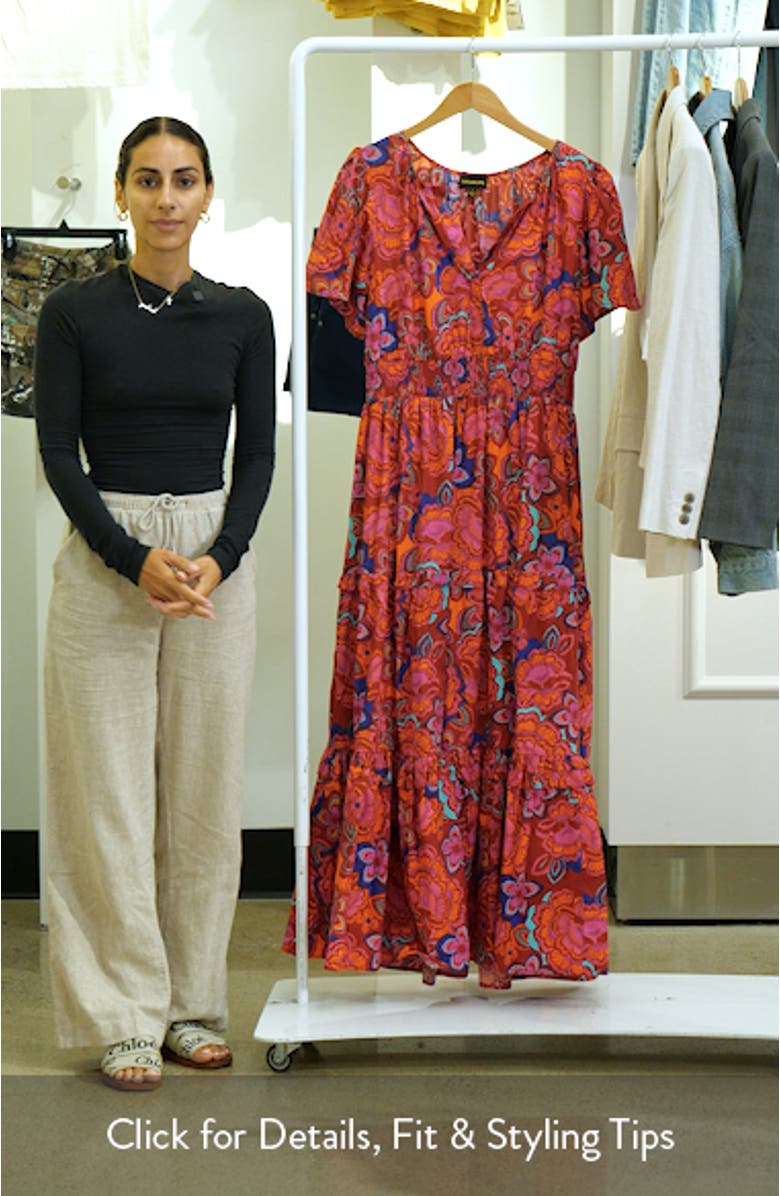 Raveena Floral Palmer Tiered Cotton Maxi Dress, sales video thumbnail