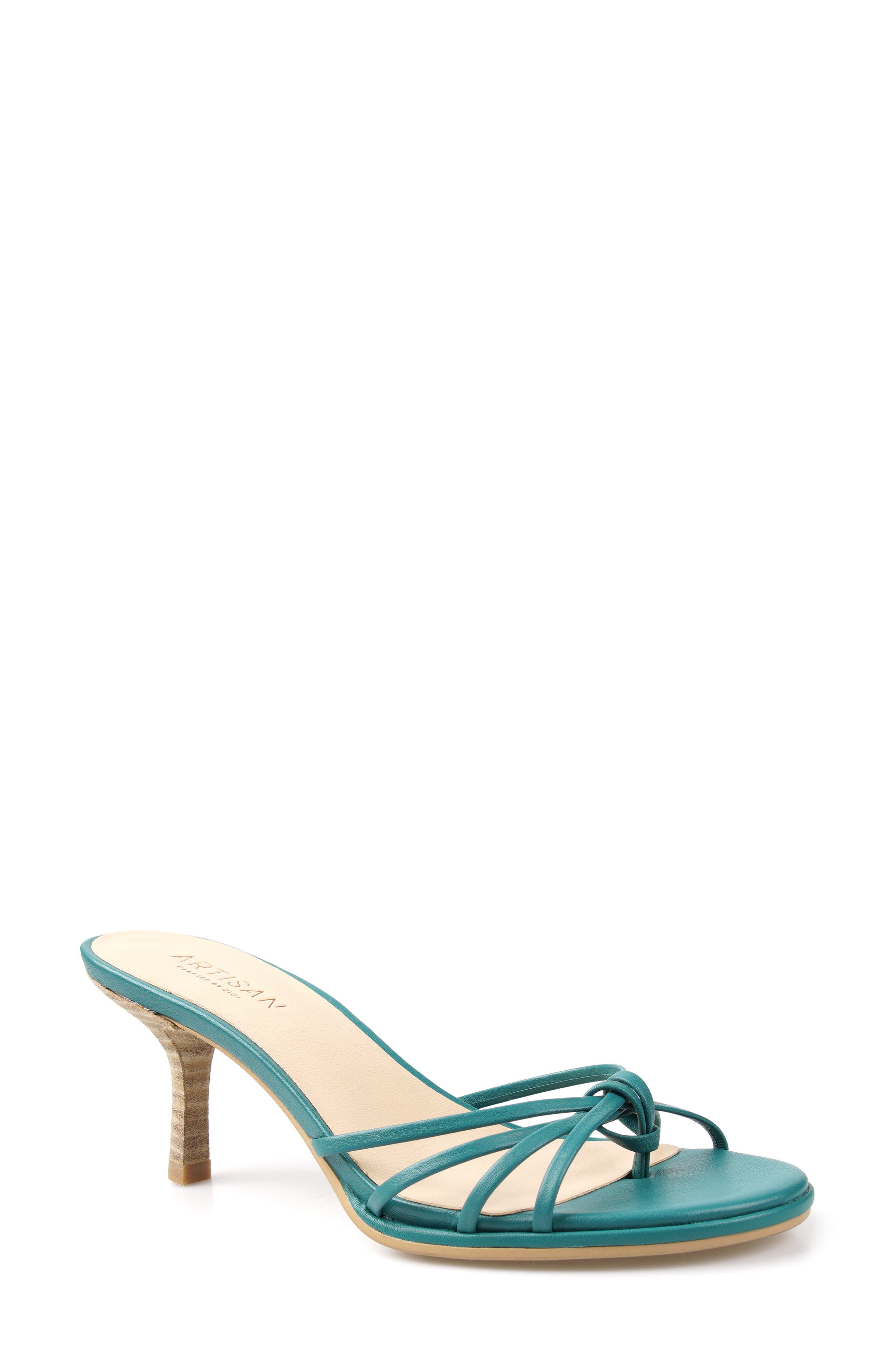 Lingerr Leather Kitten Heel Sandal, Main, color, TEAL LEATHER