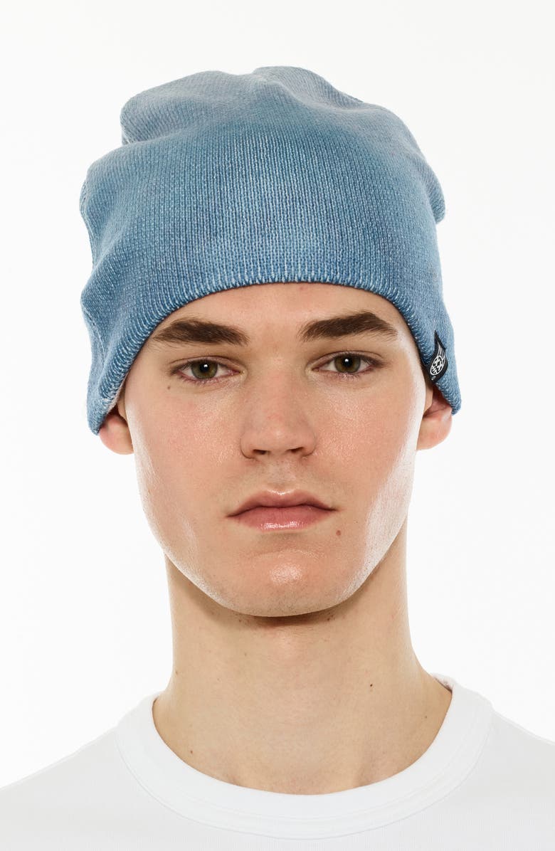 Cult of Individuality Logo Patch Beanie, Main, color, Gradiant Blue Steel