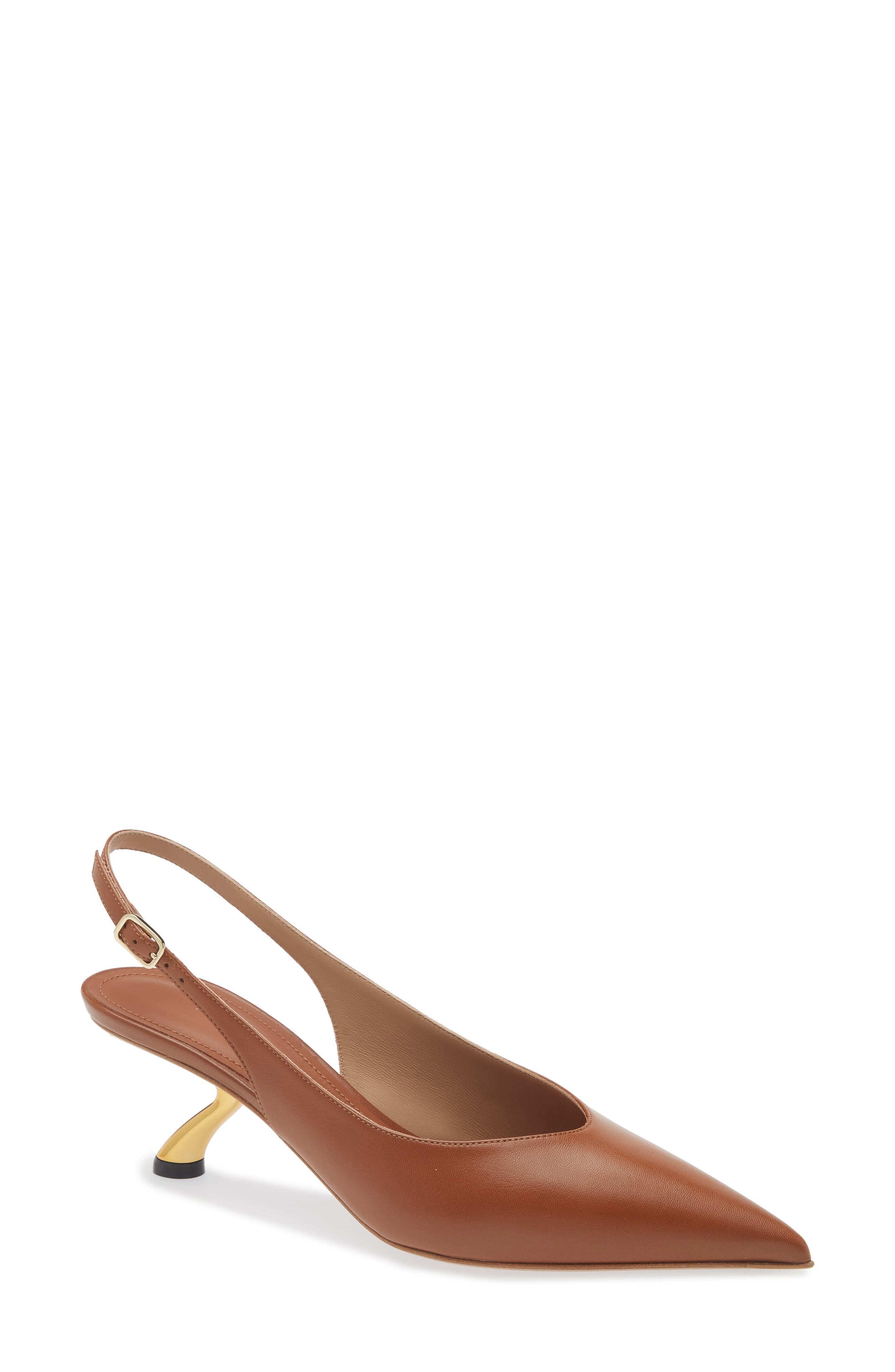 FERRAGAMO Cleya Slingback Kitten Heel Pointed Toe Pump, Main, color, Brown