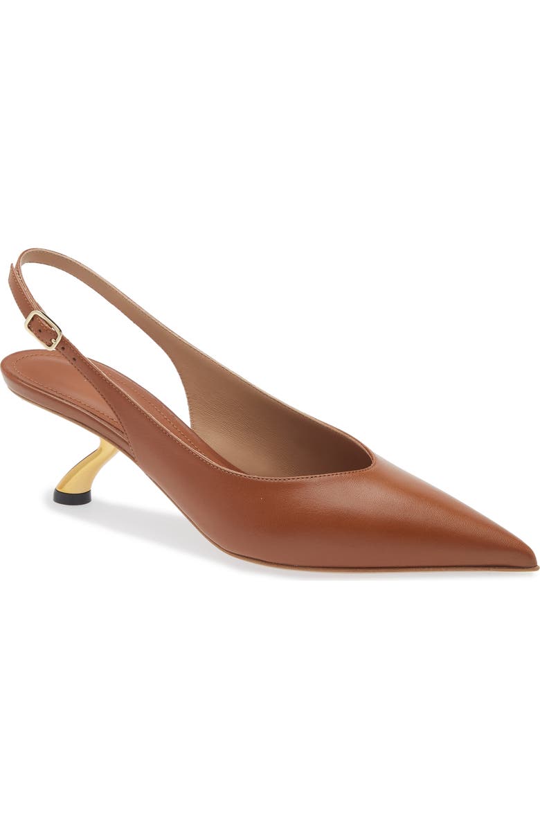 FERRAGAMO Cleya Slingback Kitten Heel Pointed Toe Pump, Main, color, Brown