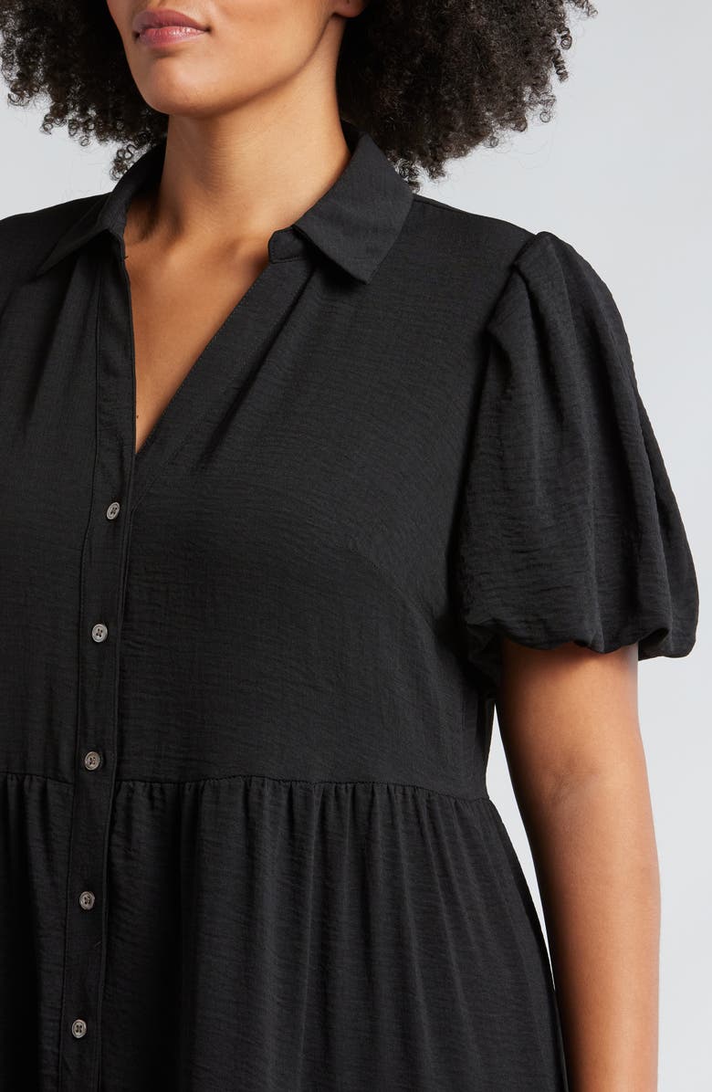 CeCe Puff Sleeve Tiered Maxi Shirtdress, Alternate, color, 
