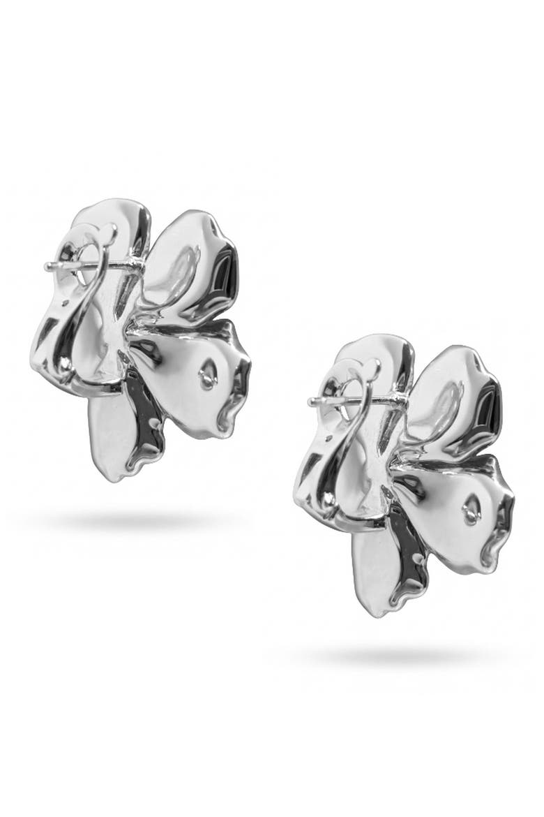 Hibiscus Flower Statement Earrings, Alternate, color, SILVER