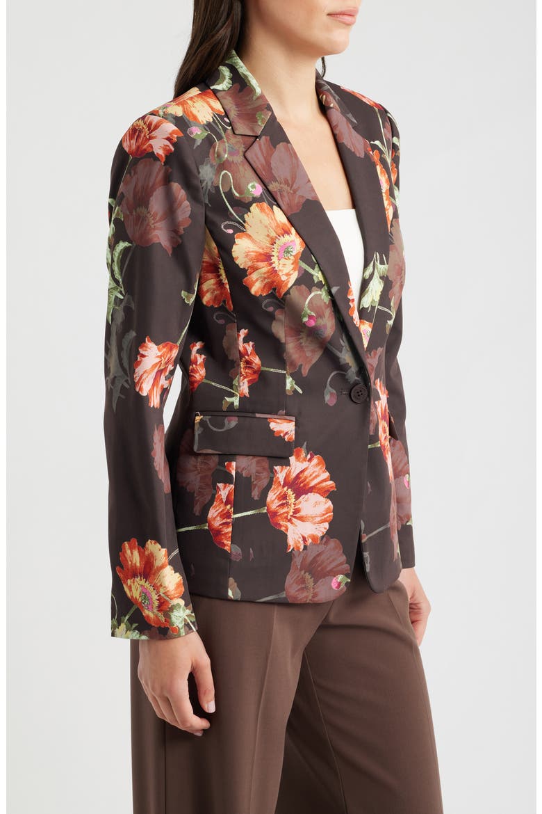 Print Sateen Blazer, Alternate, color, ESPRESSO FLORAL
