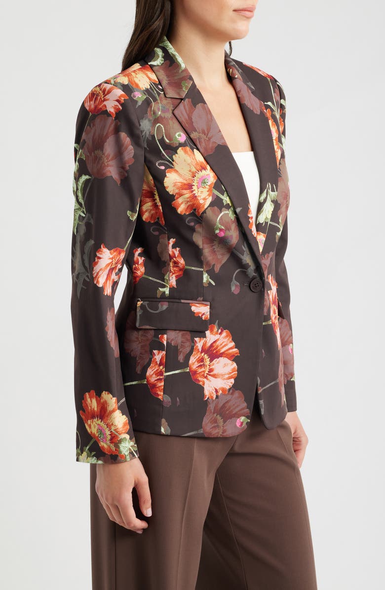 Tahari ASL Print Sateen Blazer, Alternate, color, Espresso Floral