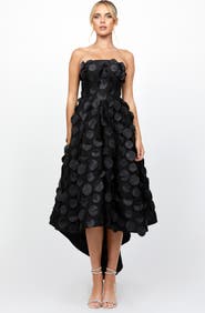 Bariano Danay Strapless Hi Lo Dress