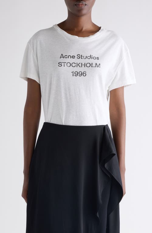 Acne Studios Etza 1996 Distressed Logo Graphic T-Shirt in Off White at Nordstrom, Size Large