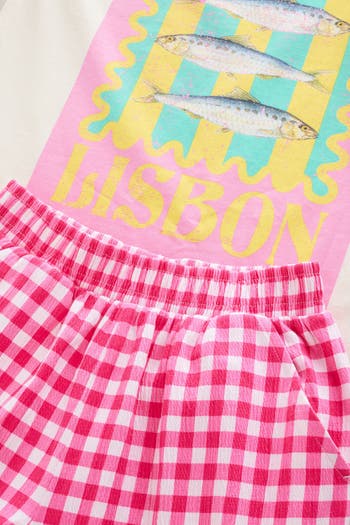 Kids' Lisbon Oversize Graphic T-Shirt & Textured Gingham Pants Set