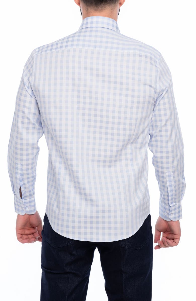 VELLAPAIS Check Cotton Slim Fit Button Down Shirt, Alternate, color, White