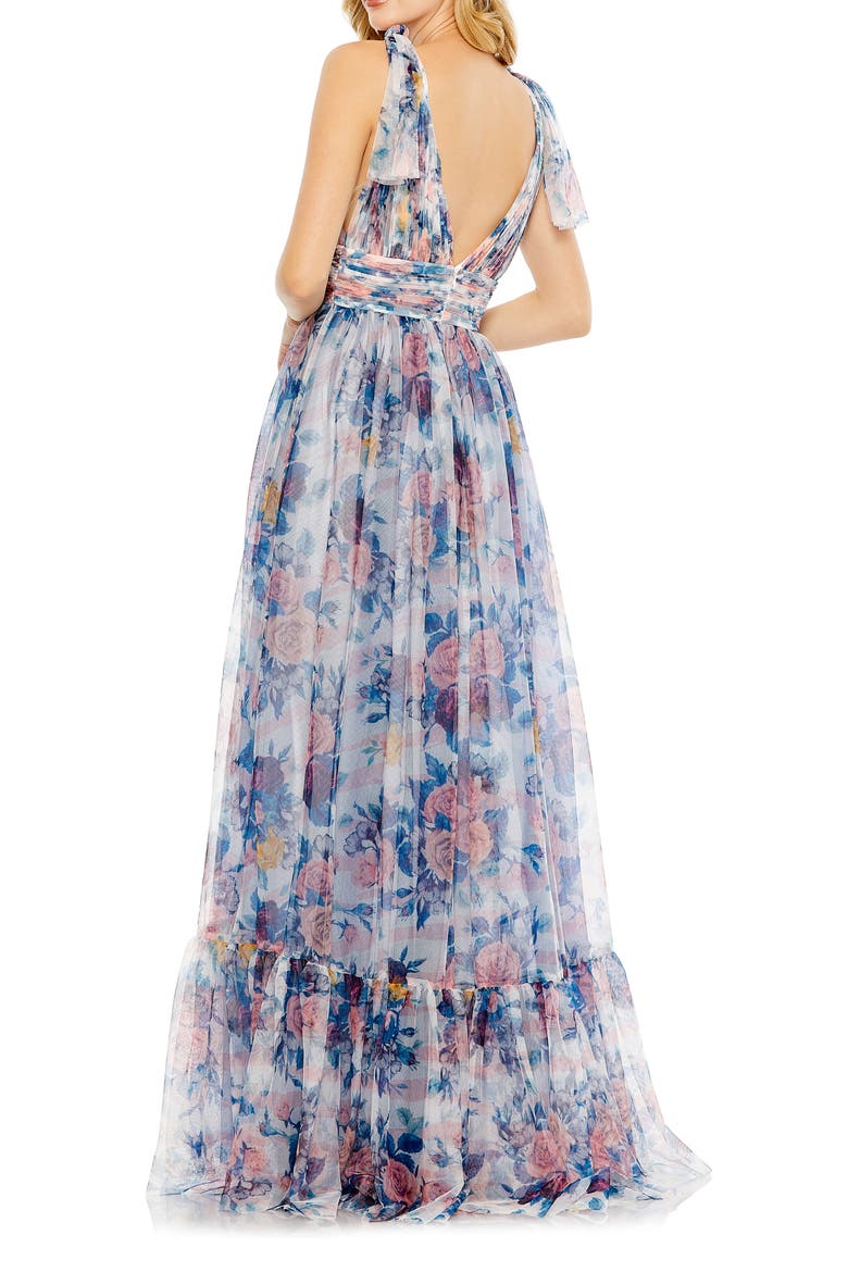 Floral Tie Strap Gown, Alternate, color, BLUE MULTI