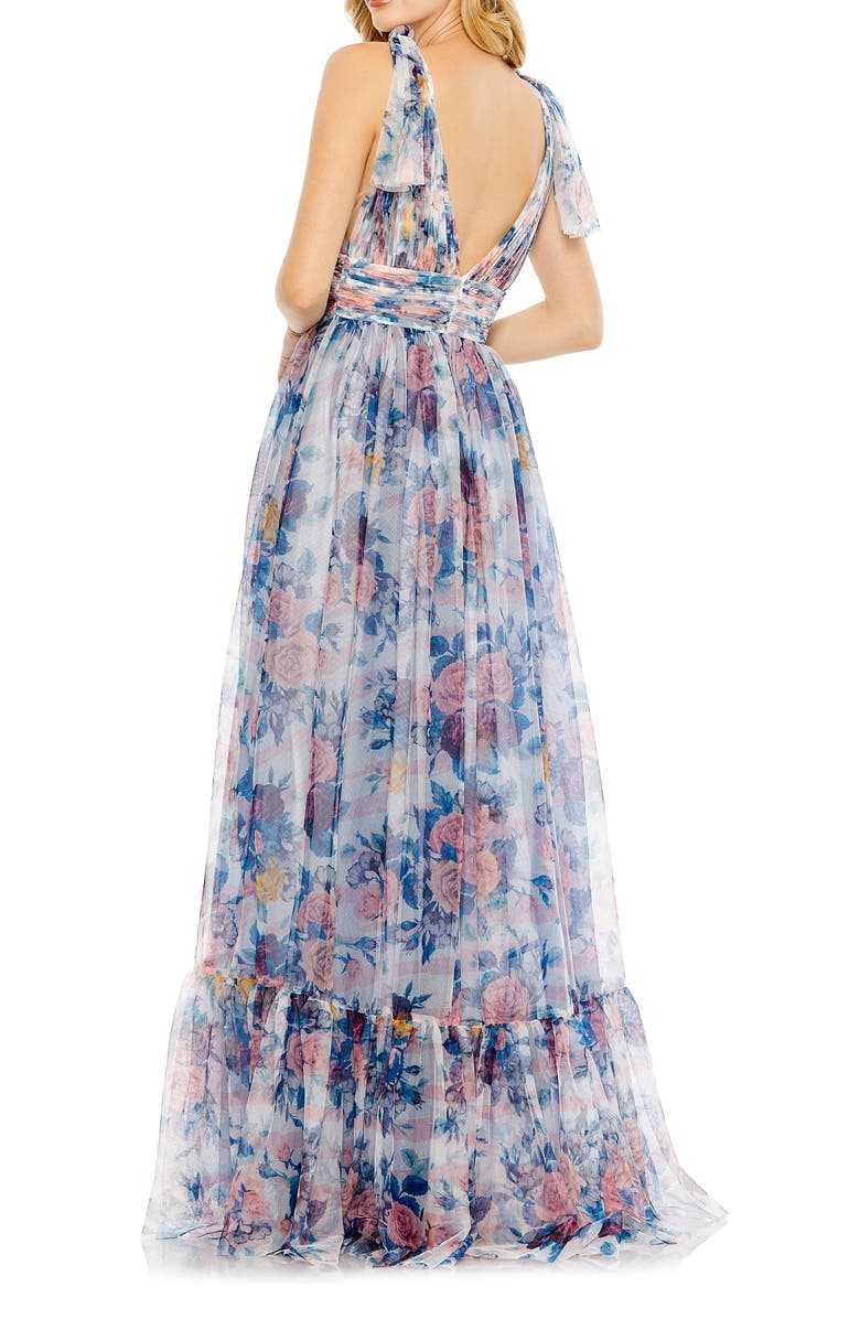 Mac Duggal Floral Tie Strap Gown, Alternate, color, 