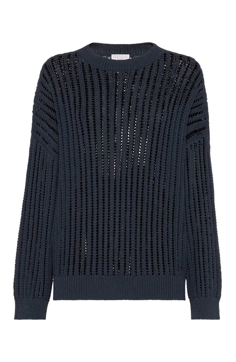 Brunello Cucinelli Ribbed openwork sweater, Main, color, 