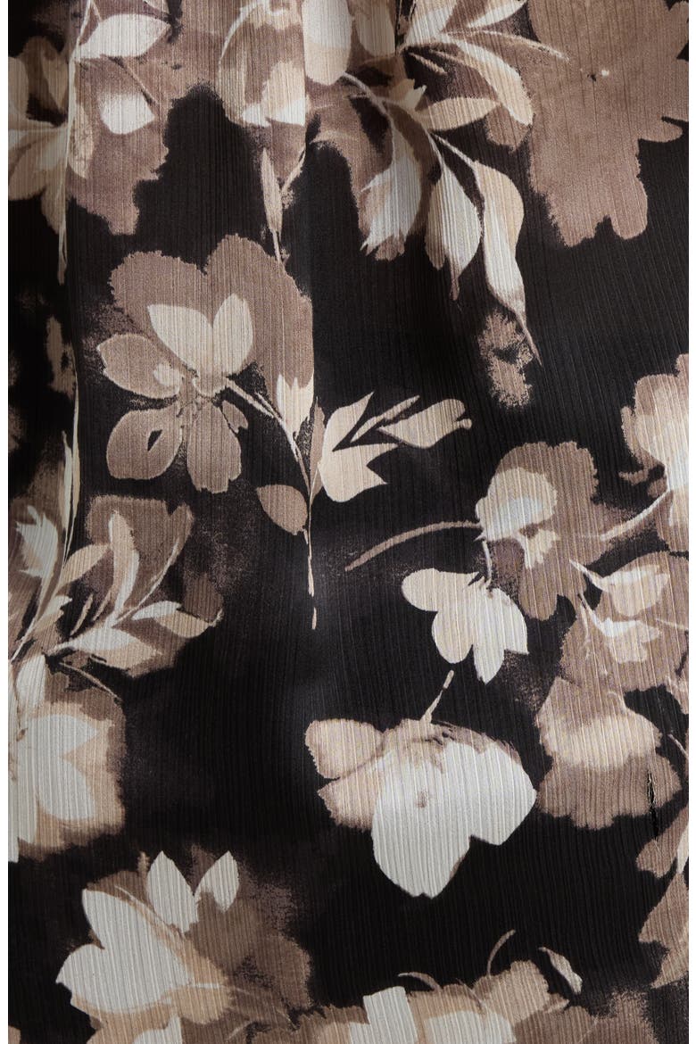Pleat Front Floral Top, Alternate, color, ANNE BLACK/ LATTE
