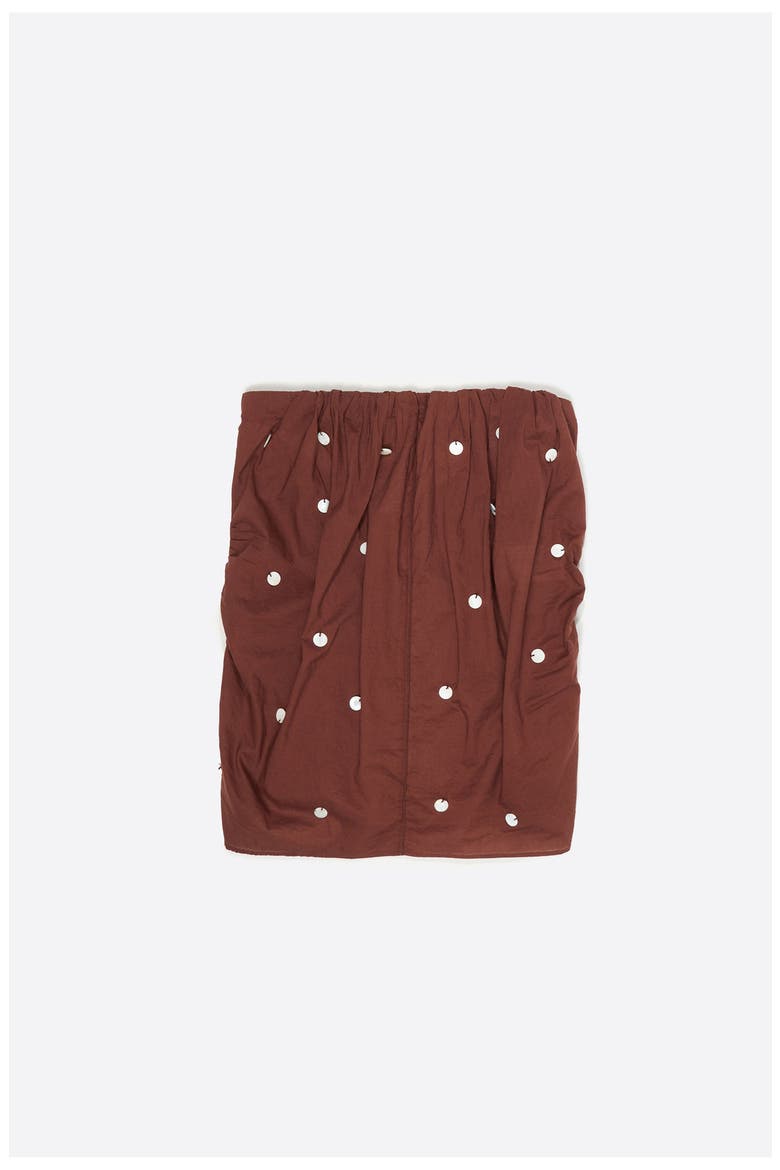 Ruched Strapless Top, Alternate, color, BROWN