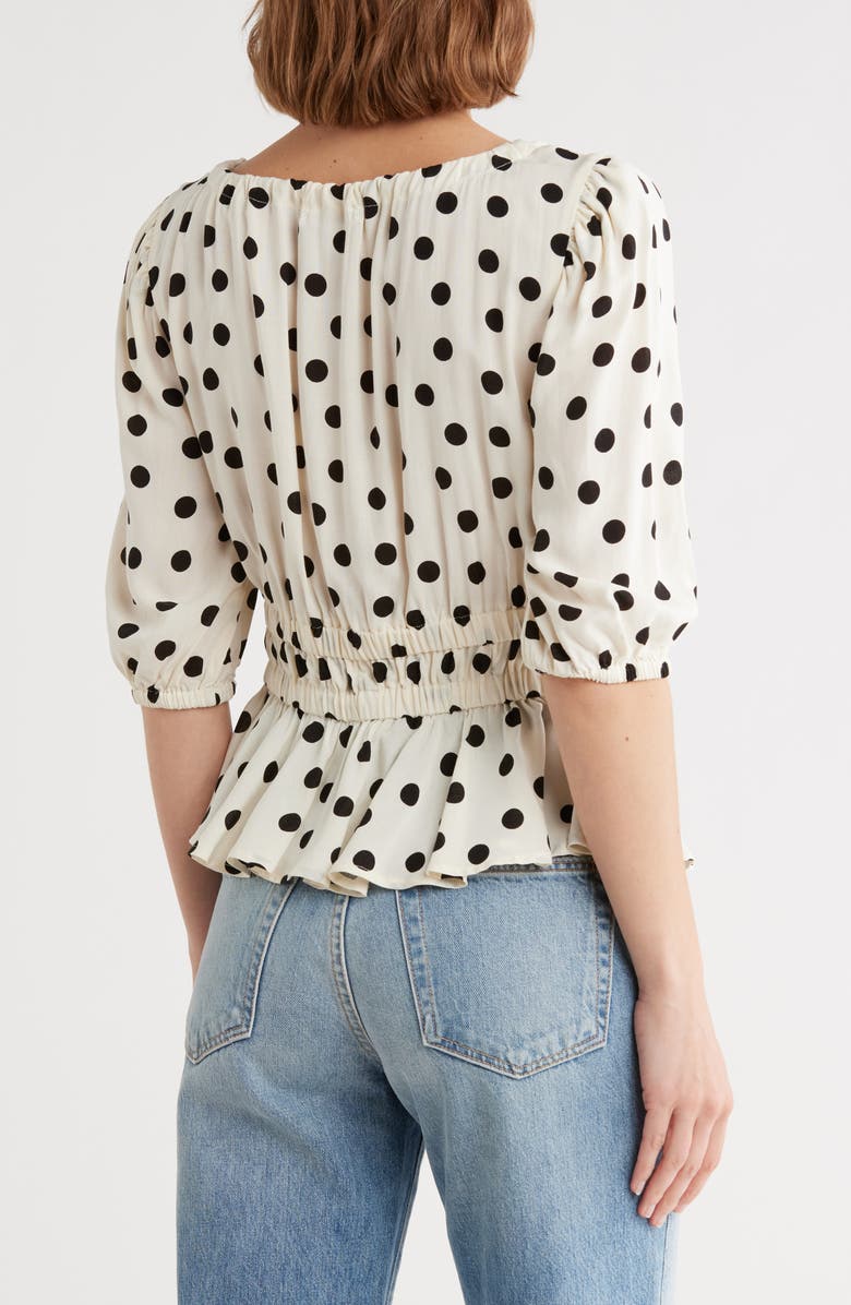 Vigoss Polka Dot Peplum Top, Alternate, color, Creme