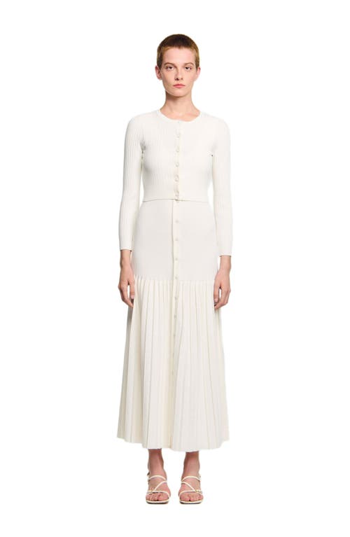 Sandro Cropped Rib Knit Cardigan In White