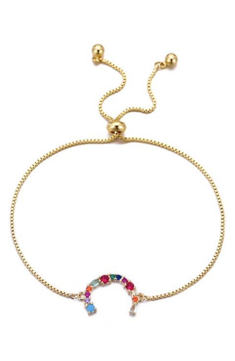 Mixed Crystal Initial Chain Bracelet