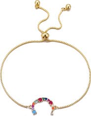 Adornia Mixed Crystal Initial Chain Bracelet