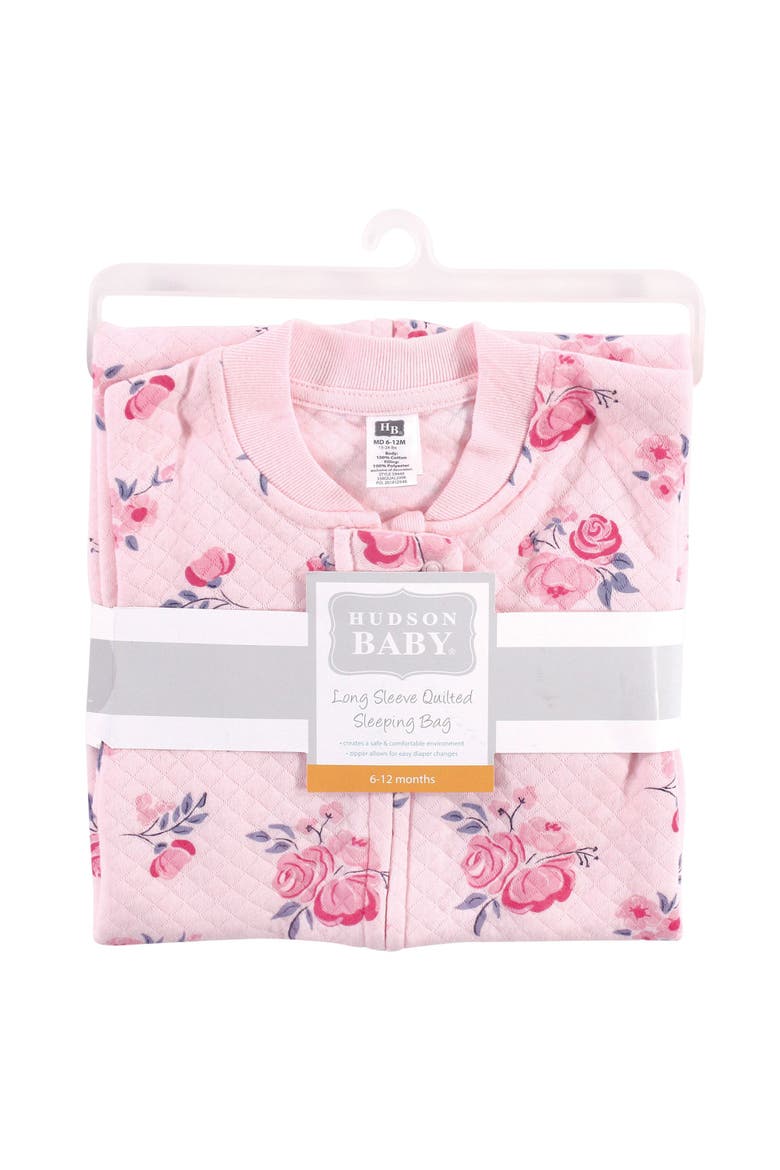 Premium Quilted Long Sleeve Sleeping Bag And Wearable Blanket (baby), Alternate, color, Pink Navy Floral