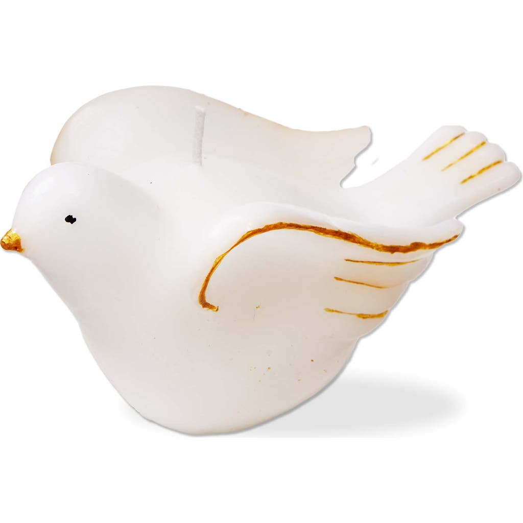 Tag Gilded Dove Sculpted Candle White Christmas Novelty Wax In White