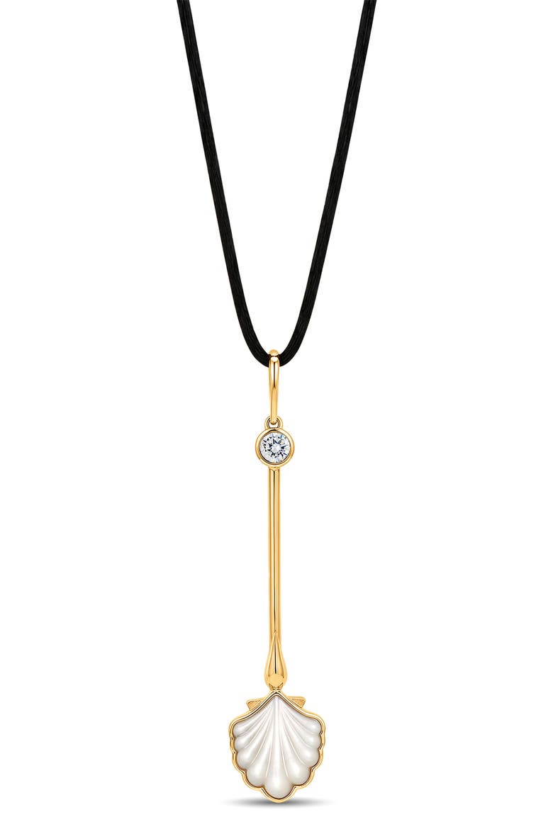 Water Wand Lab-Grown Diamond & Mother of Pearl Pendant Necklace, Main, color, 18K YELLOW GOLD