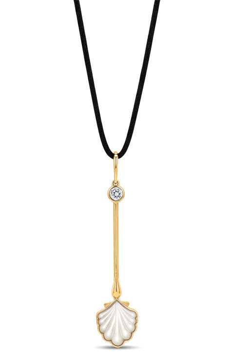 Water Wand Lab-Grown Diamond & Mother of Pearl Pendant Necklace