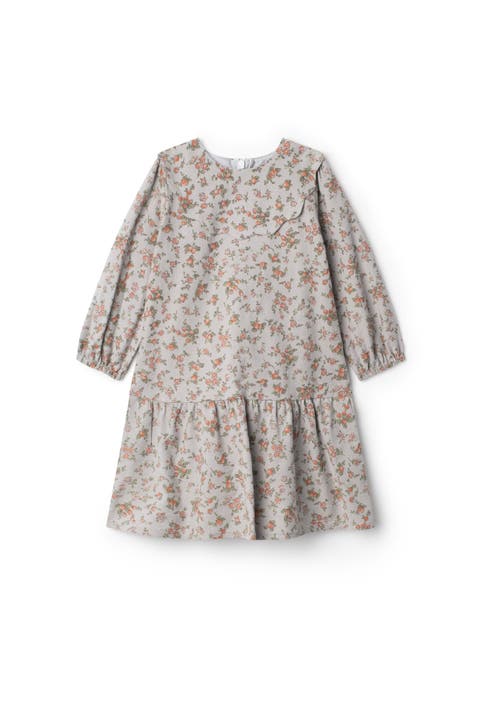 Floral Print Woven Dress with Invisible Zipper and Elastic at Cuffs (Toddler, Little Kid & Big Kid)