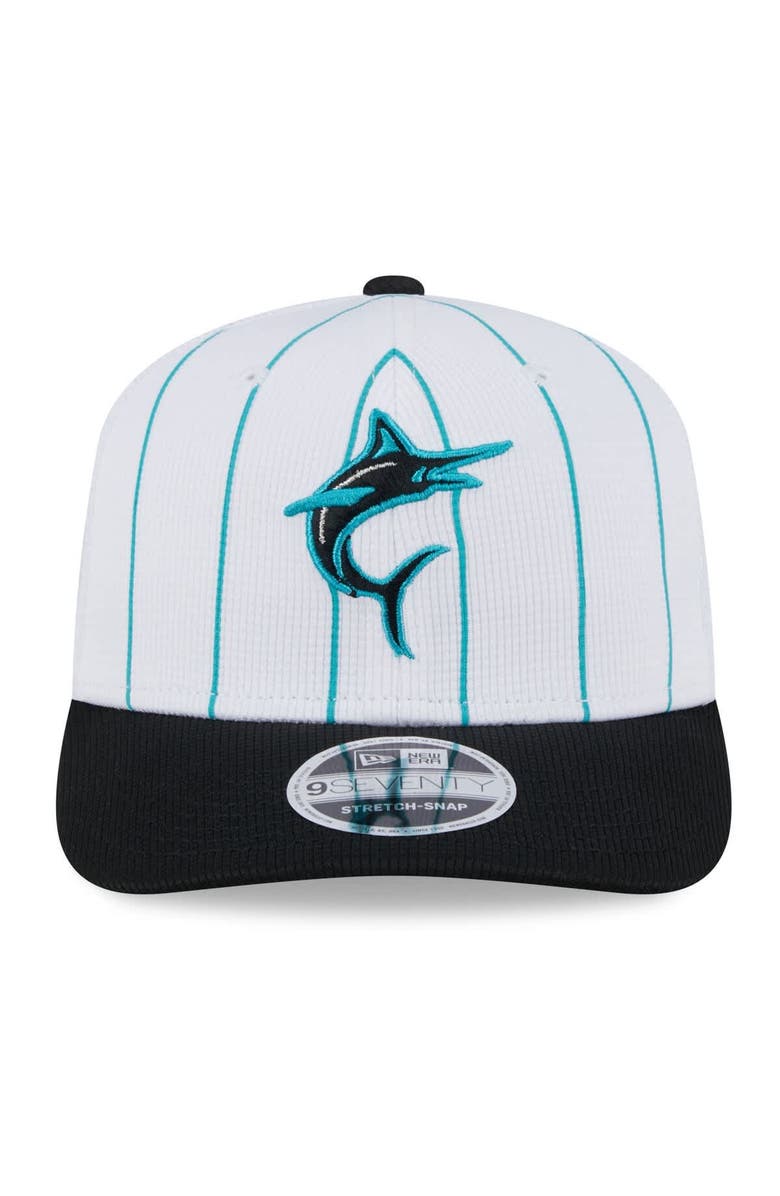 New Era Men's New Era  White/Black Miami Marlins 2025 Batting Practice 9SEVENTY Stretch-Snap Trucker Hat, Alternate, color, 